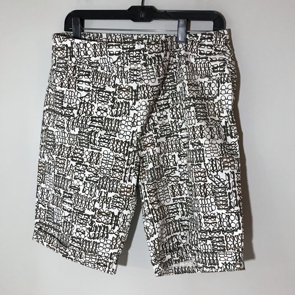 Soft Surroundings med petite stretchy pullon Bermuda shorts eyeglasses print
